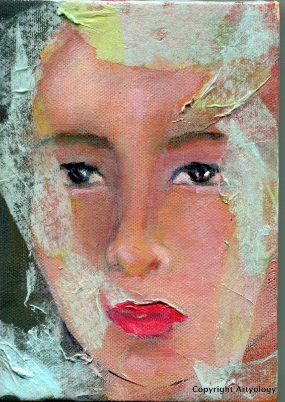 Ethnic Girl collage in acrylic & tissue paper