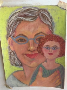 Final version of pastel, "The Dollmaker and Her Doll"